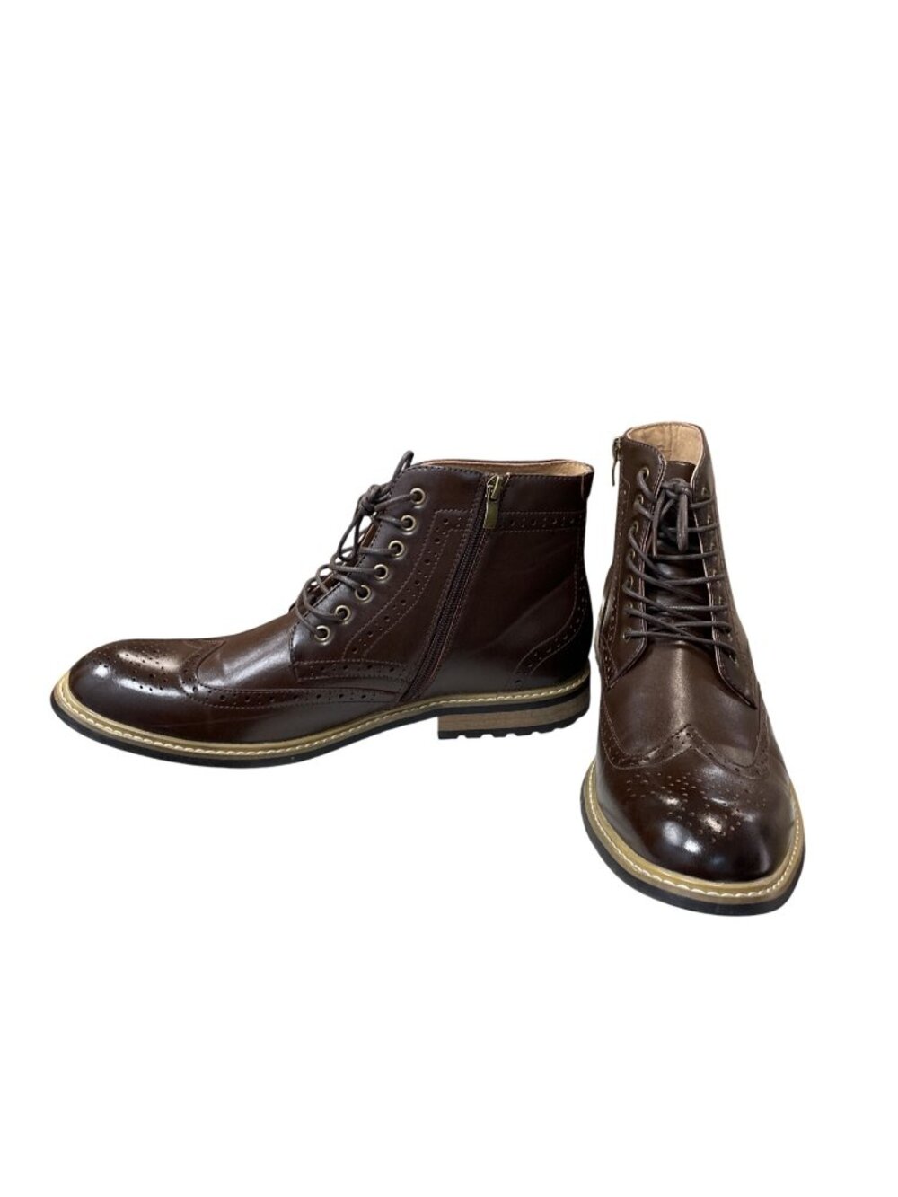 Bruno Marc Bergen mens brown vegan wingtip brogue ankle boots sz 10.5 SKU 10-756
